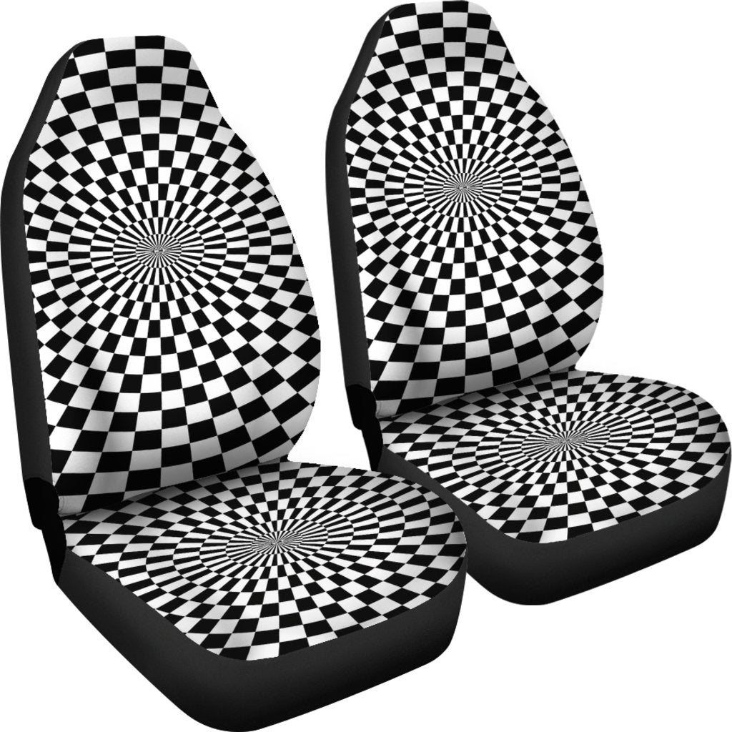 Checkered Flag Optical Illusion Universal Fit Car Seat Covers