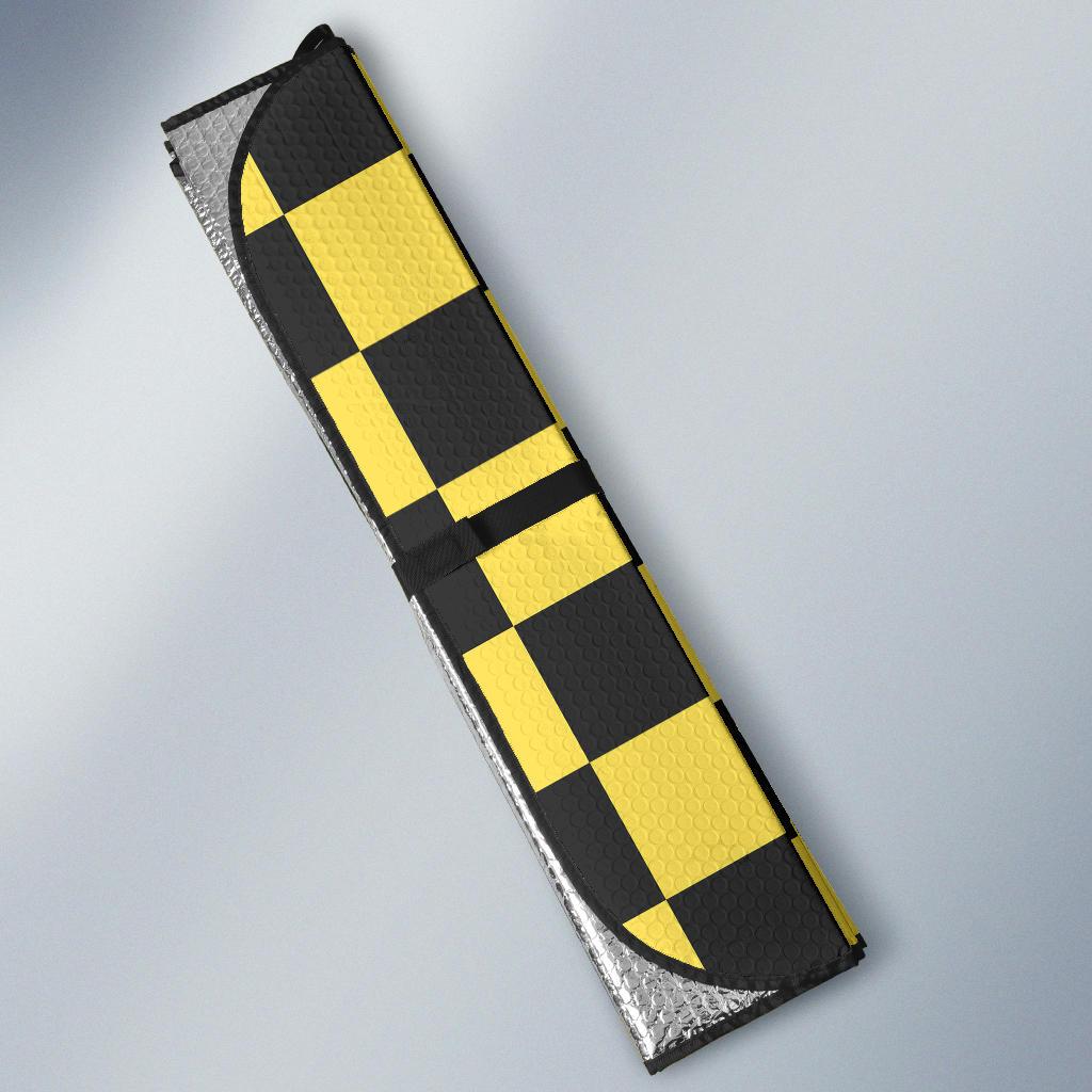 Checkered Yellow Pattern Print Design 03 Car Sun Shade-JORJUNE.COM