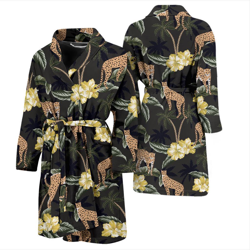 Cheetah Pattern Print Design 04 Men Bathrobe-JORJUNE.COM
