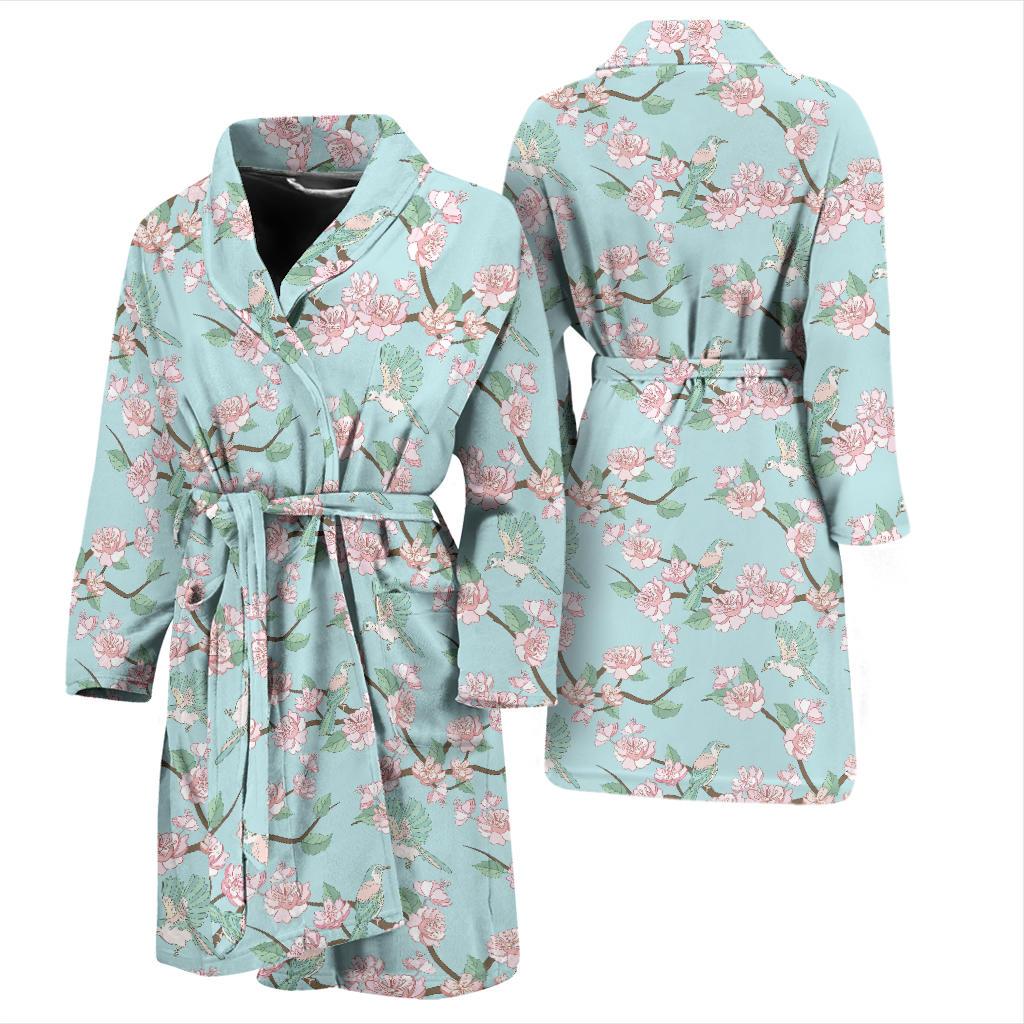 Cherry Blossom Pattern Print Design 02 Men Bathrobe-JORJUNE.COM