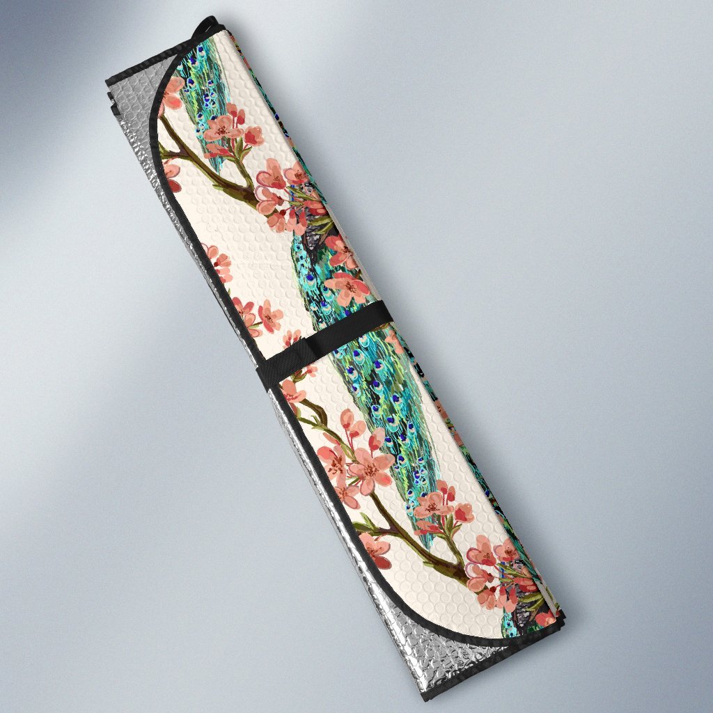 Cherry Blossom Peacock Car Sun Shade-JorJune