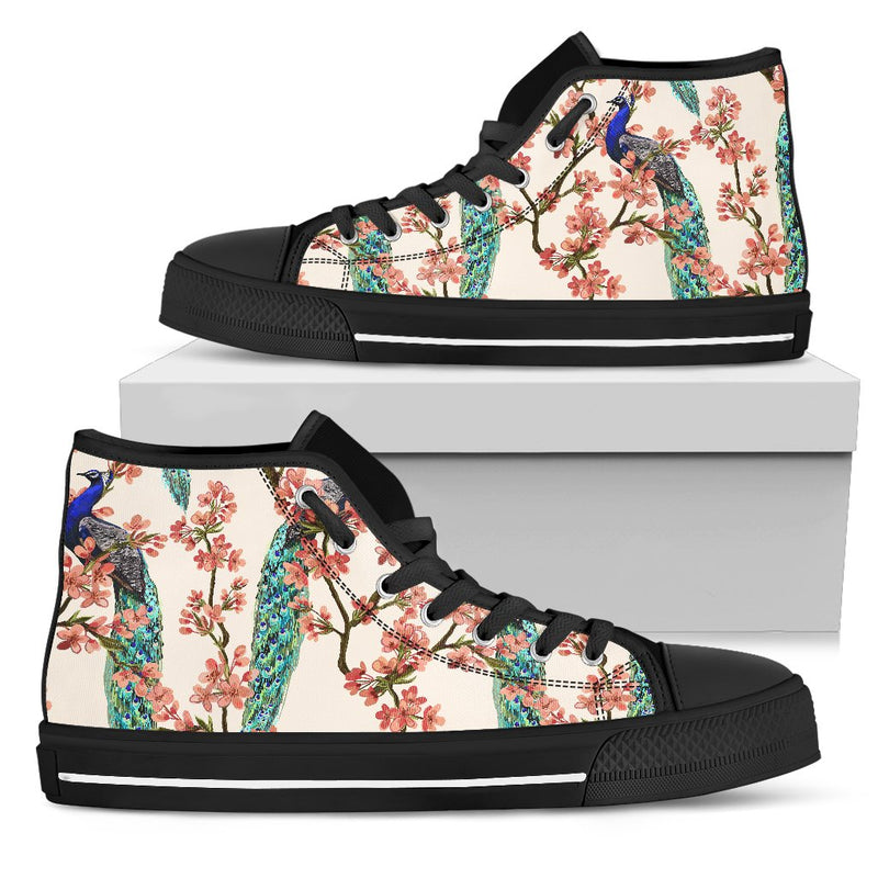 Cherry Blossom Peacock Women High Top Shoes
