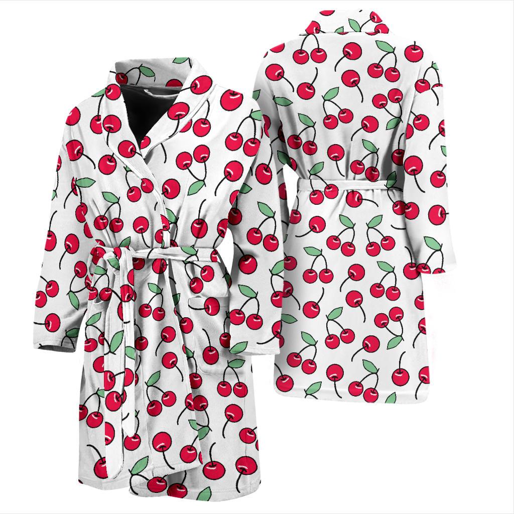 Cherry Pattern Print Design 03 Men Bathrobe-JORJUNE.COM