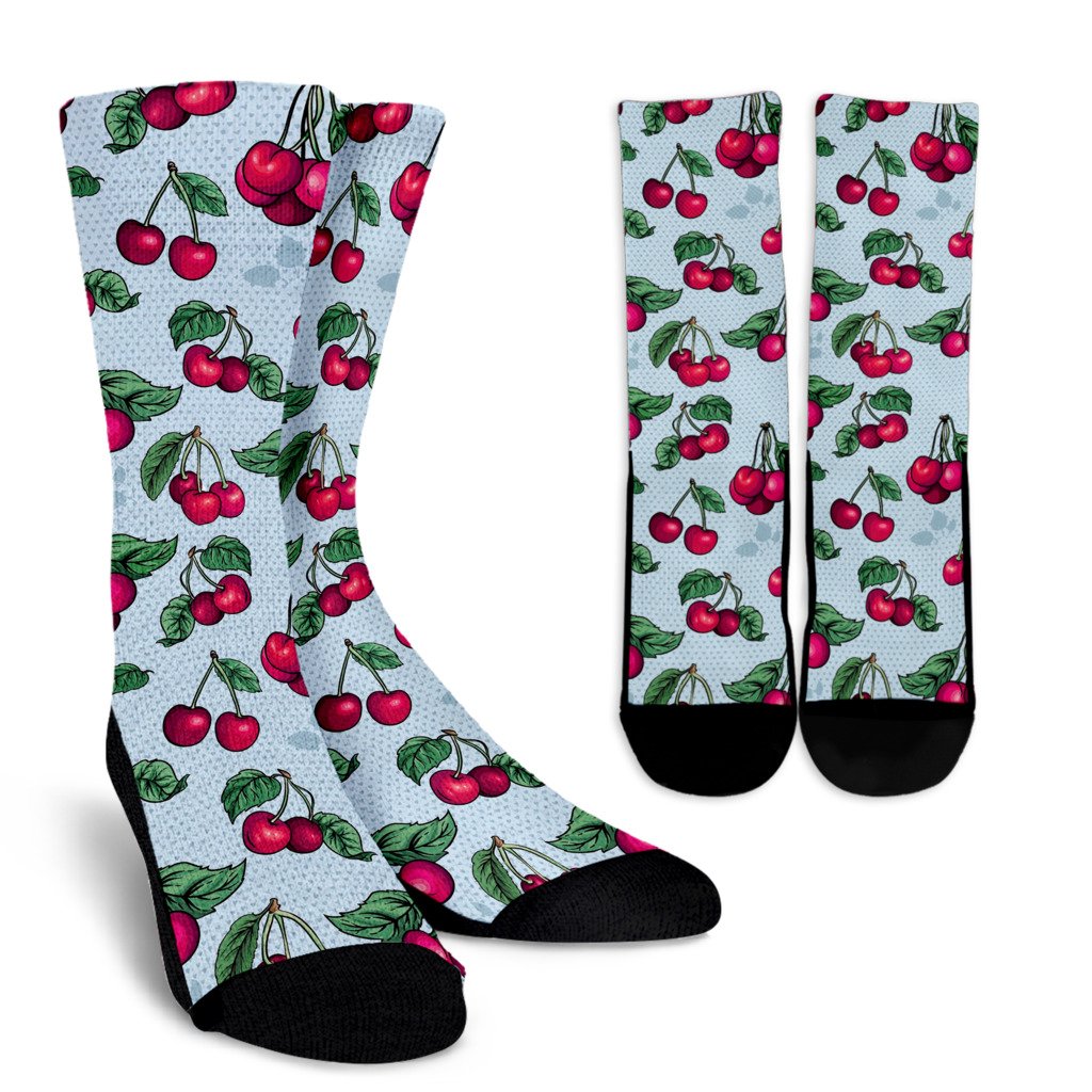 Cherry Pattern Print Design CH01 Crew Socks-JORJUNE.COM