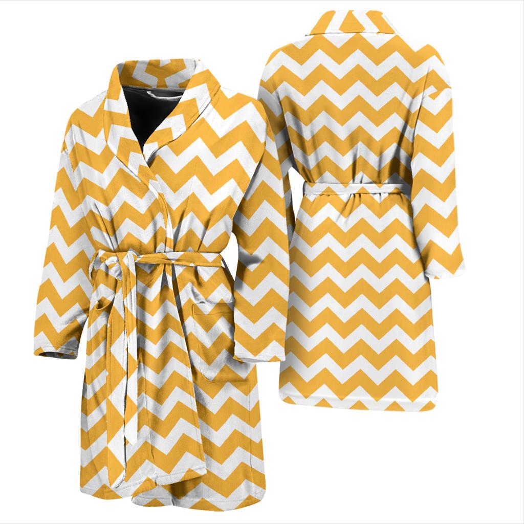 Chevron Orange Pattern Print Design 01 Men Bathrobe-JORJUNE.COM
