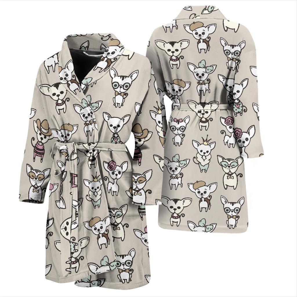 Chihuahua Pattern Print Design 02 Men Bathrobe-JORJUNE.COM