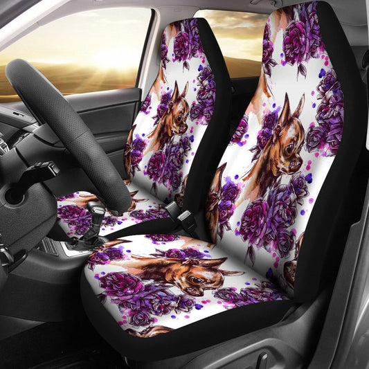 Chihuahua Purple Floral Universal Fit Car Seat Covers