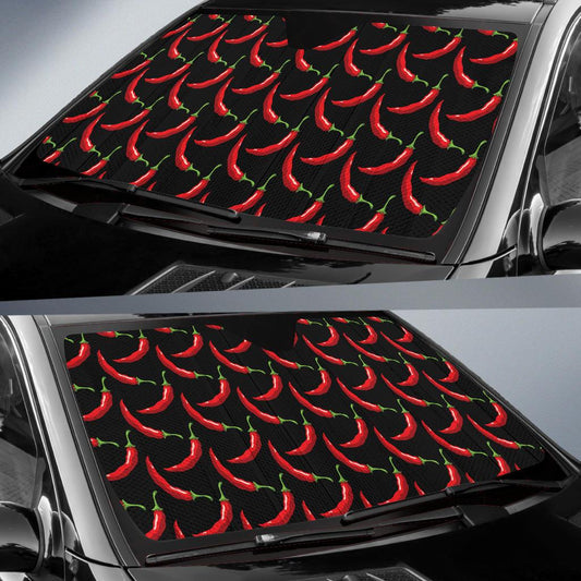 Chilli Pepper Pattern Print Design 01 Car Sun Shade-JORJUNE.COM