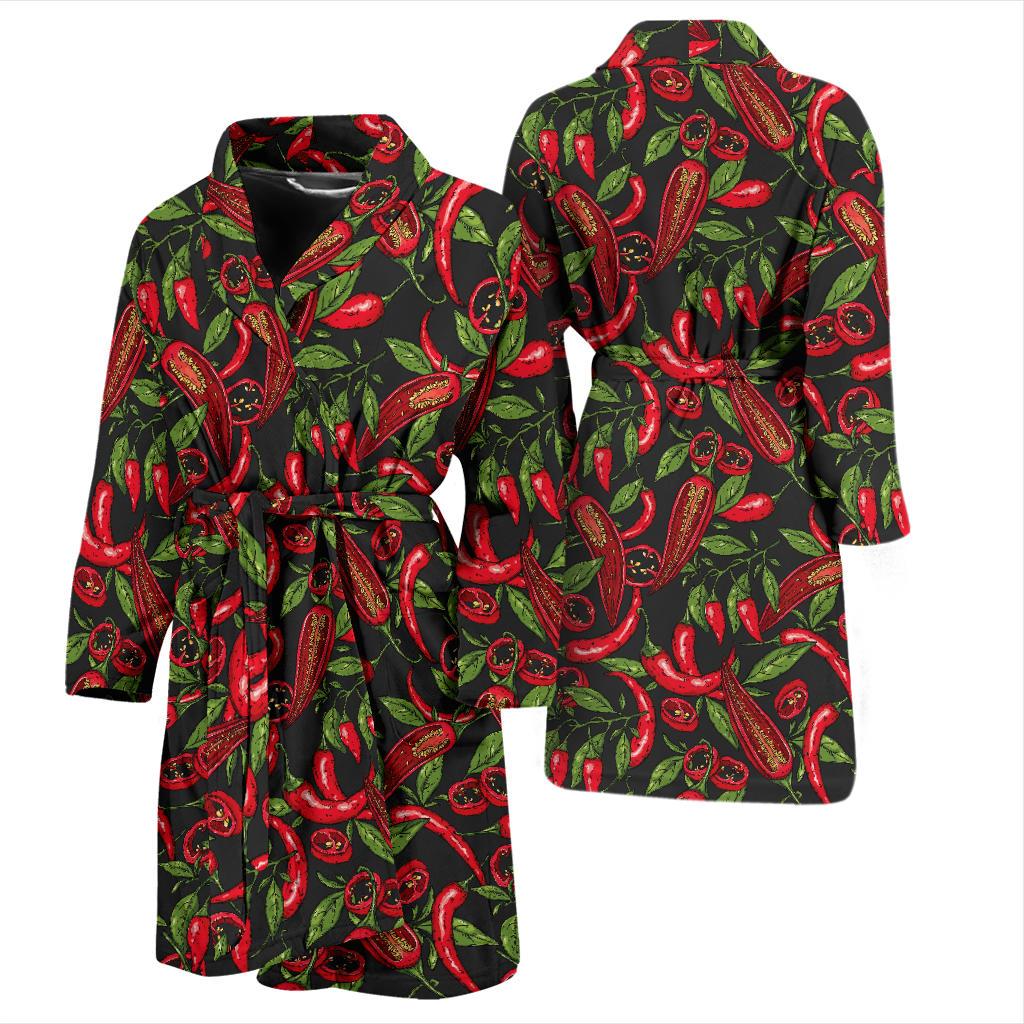 Chilli Pepper Pattern Print Design 02 Men Bathrobe-JORJUNE.COM