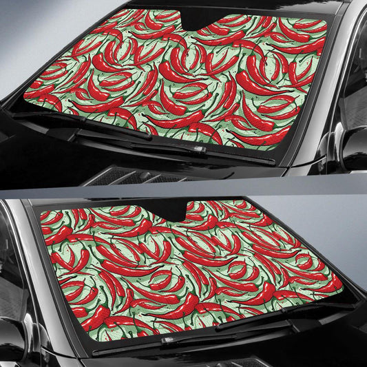Chilli Pepper Pattern Print Design 04 Car Sun Shade-JORJUNE.COM