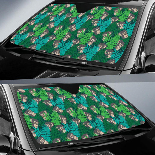 Chimpanzee Pattern Print Design 01 Car Sun Shade-JORJUNE.COM
