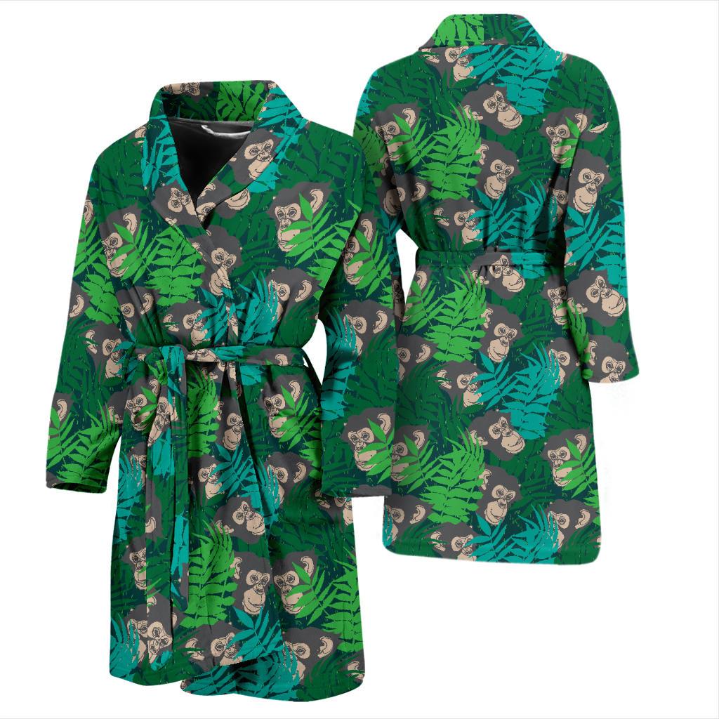 Chimpanzee Pattern Print Design 01 Men Bathrobe-JORJUNE.COM