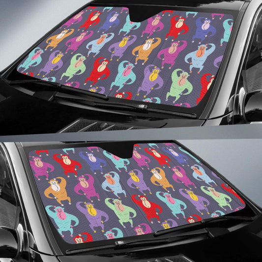 Chimpanzee Pattern Print Design 03 Car Sun Shade-JORJUNE.COM