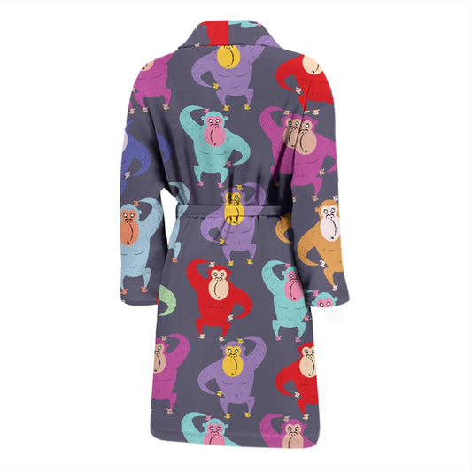 Chimpanzee Pattern Print Design 03 Men Bathrobe-JORJUNE.COM