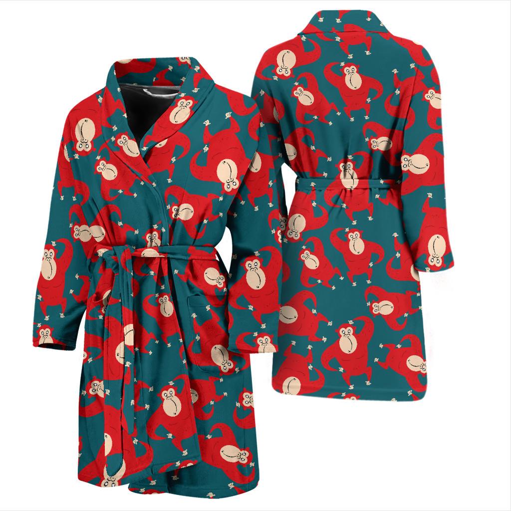 Chimpanzee Pattern Print Design 04 Men Bathrobe-JORJUNE.COM
