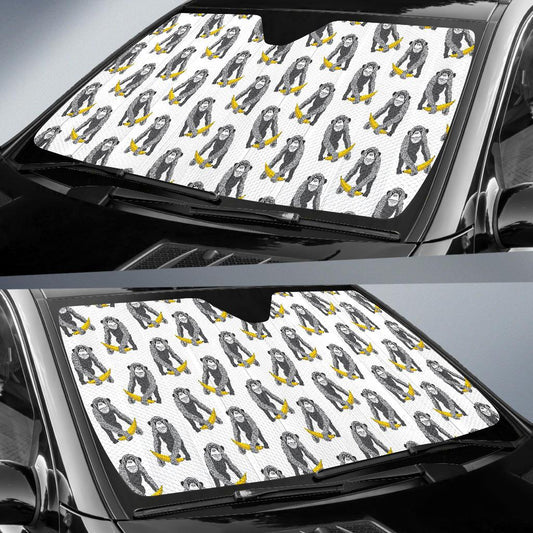 Chimpanzee Pattern Print Design 05 Car Sun Shade-JORJUNE.COM