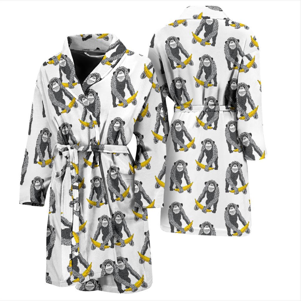 Chimpanzee Pattern Print Design 05 Men Bathrobe-JORJUNE.COM