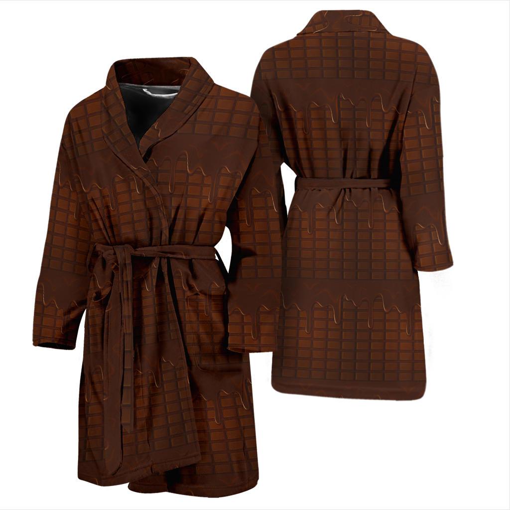 Chocolate Pattern Print Design 01 Men Bathrobe-JORJUNE.COM