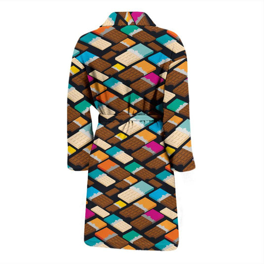Chocolate Pattern Print Design 02 Men Bathrobe-JORJUNE.COM