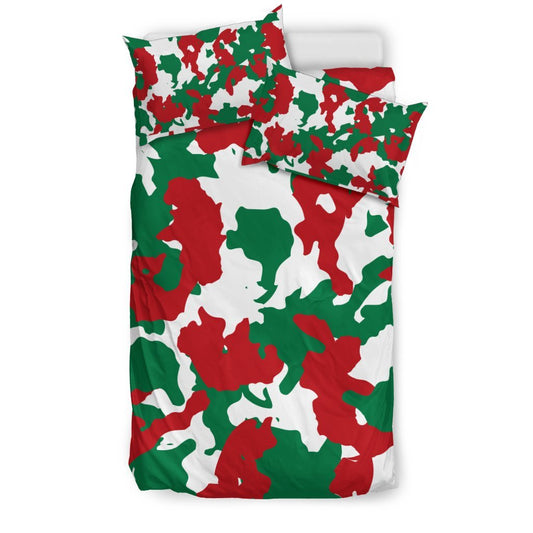Christmas Color Camo Camouflage Print Duvet Cover Bedding Set