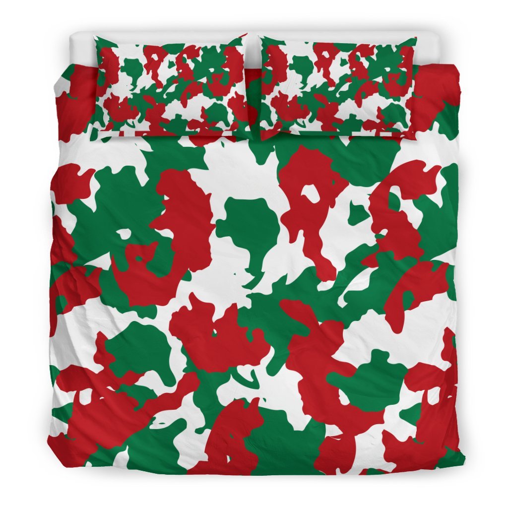 Christmas Color Camo Camouflage Print Duvet Cover Bedding Set