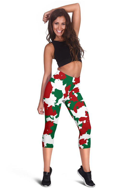 Christmas Color Camo Print Women Capris
