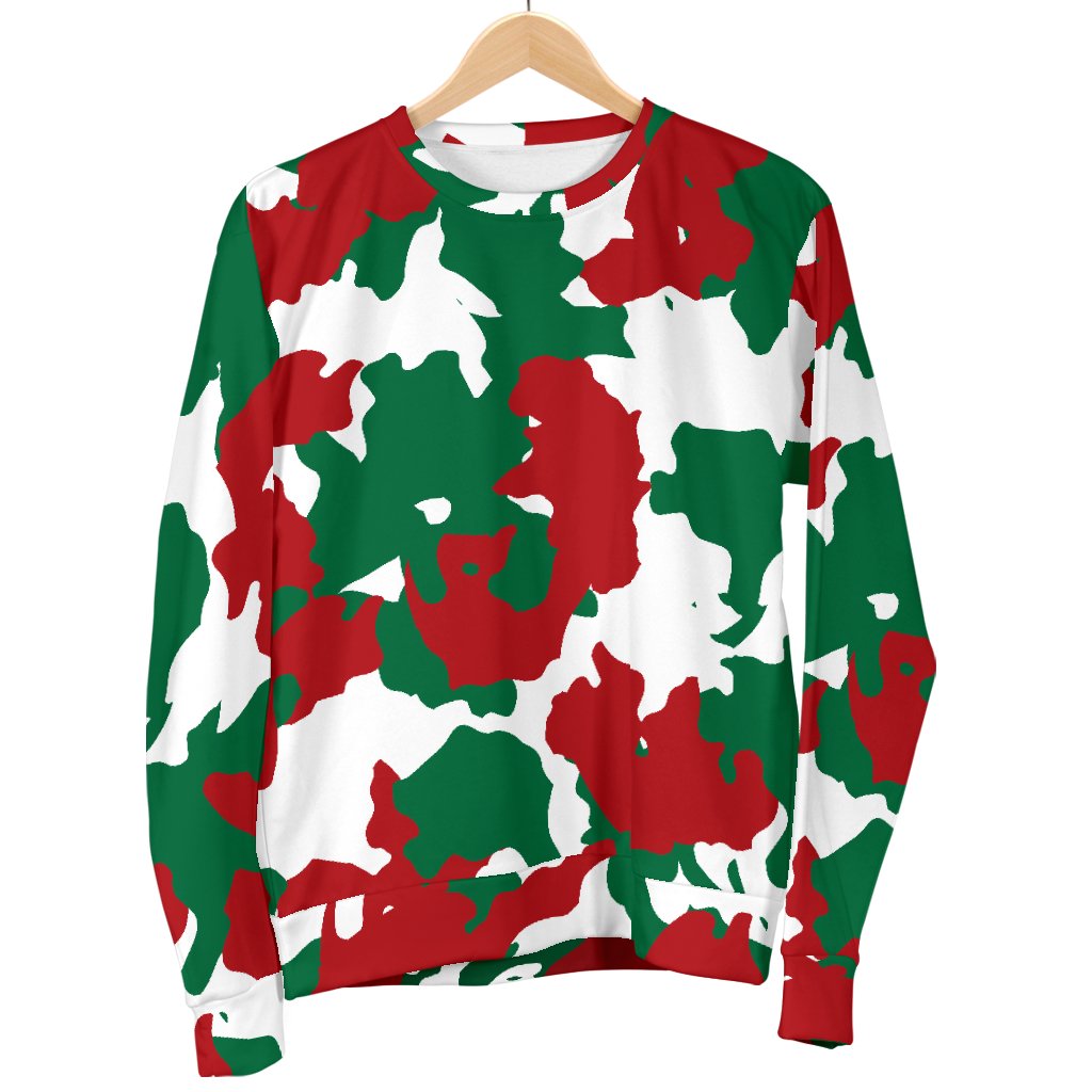 Christmas Color Camo Print Women Crewneck Sweatshirt
