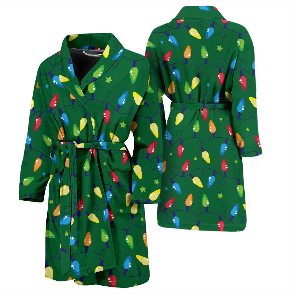 Christmas Light Pattern Print Design 02 Men Bathrobe-JORJUNE.COM