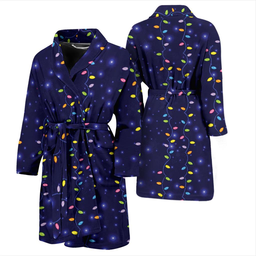 Christmas Light Pattern Print Design 03 Men Bathrobe-JORJUNE.COM