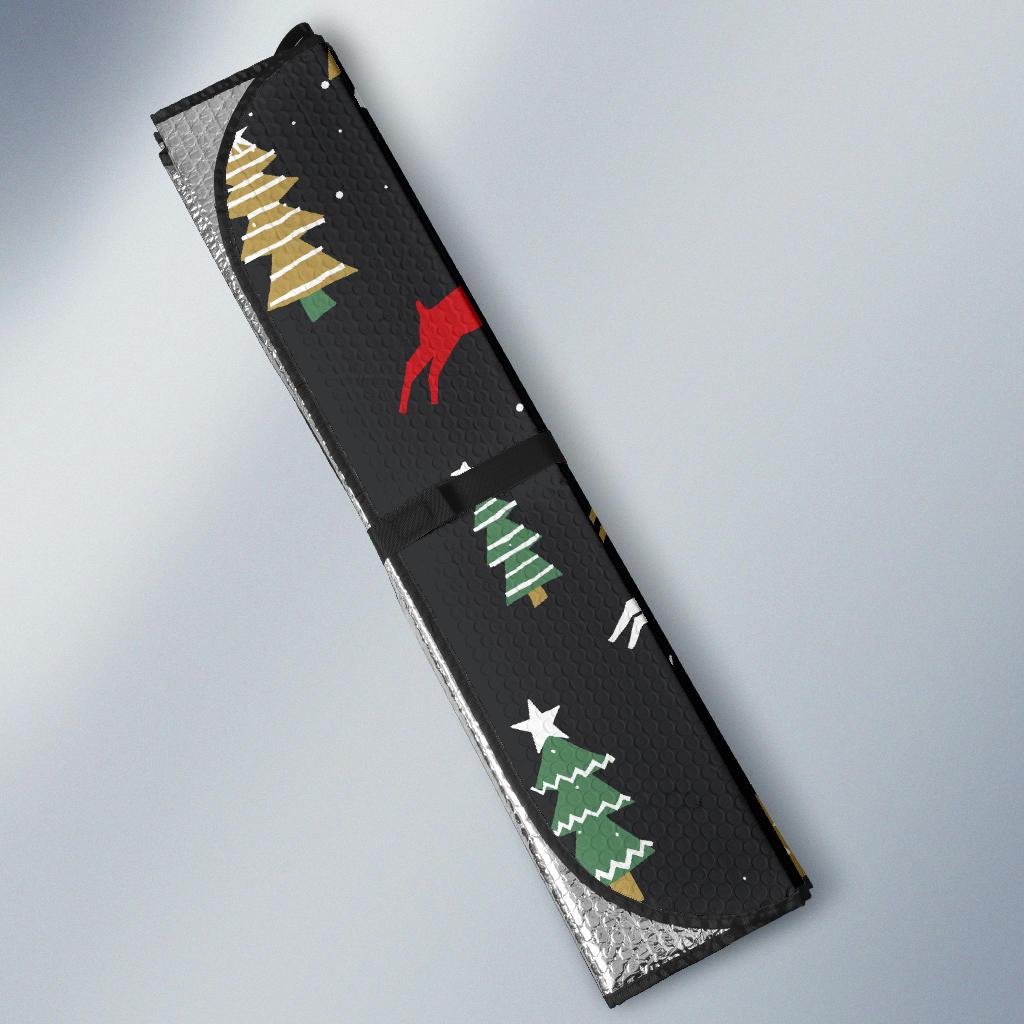 Christmas Tree Deer Style Pattern Print Design 03 Car Sun Shade-JORJUNE.COM