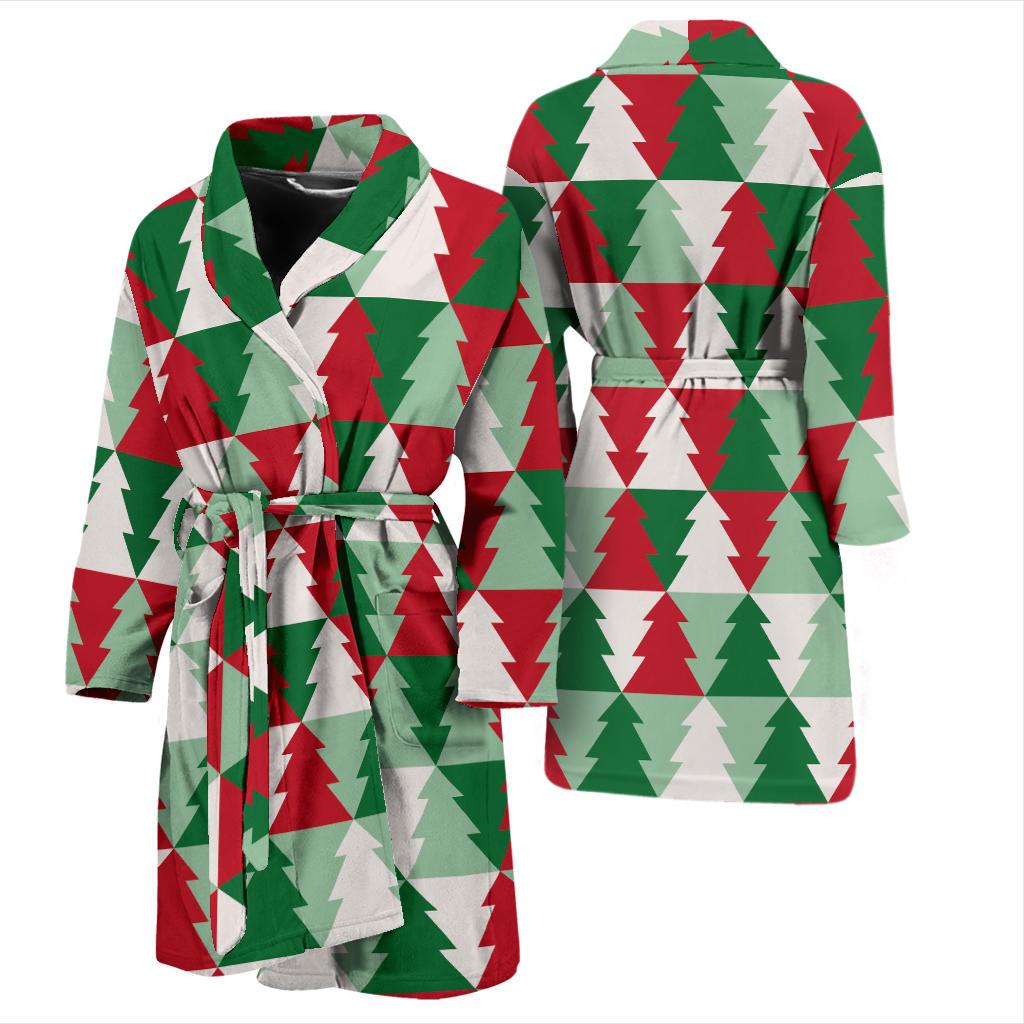 Christmas Tree Pattern Print Design 01 Men Bathrobe-JORJUNE.COM