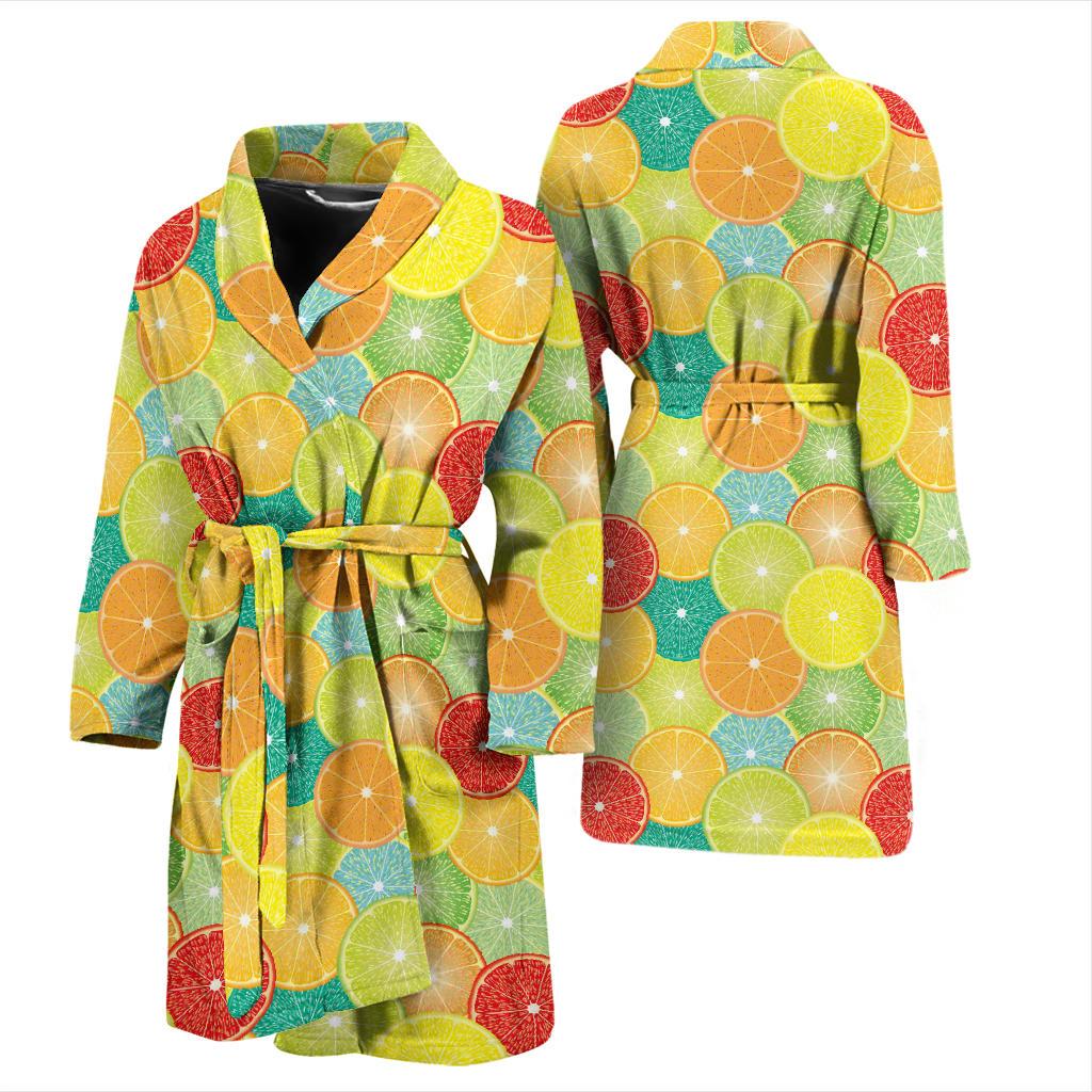 Citrus Pattern Print Design 01 Men Bathrobe-JORJUNE.COM