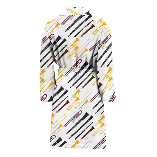 Clarinet Pattern Print Design 01 Men Bathrobe-JORJUNE.COM