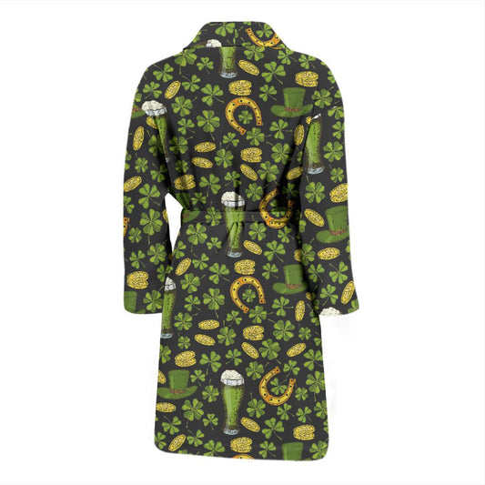 Clover St Patricks Pattern Print Design 03 Men Bathrobe-JORJUNE.COM