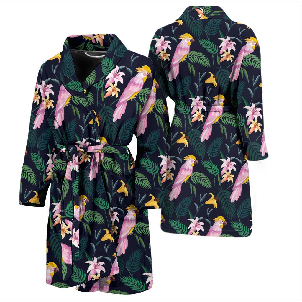 Cockatoo Pattern Print Design 03 Men Bathrobe-JORJUNE.COM