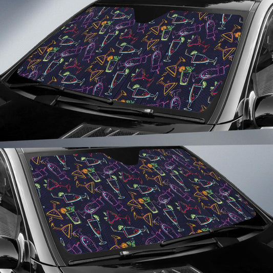 Cocktail Pattern Print Design 04 Car Sun Shade-JORJUNE.COM