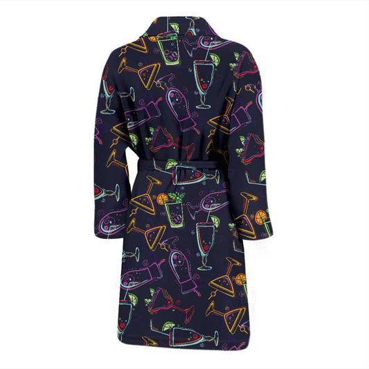 Cocktail Pattern Print Design 04 Men Bathrobe-JORJUNE.COM
