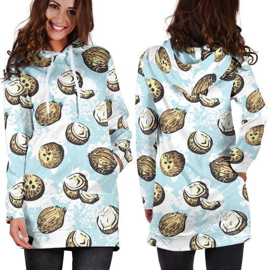 Coconut Pattern Print Design CN01 Women Hoodie Dress
