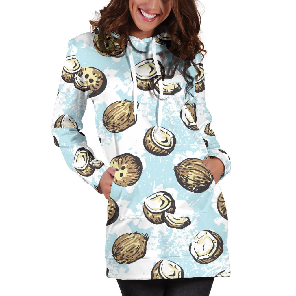 Coconut Pattern Print Design CN01 Women Hoodie Dress