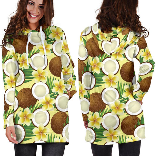 Coconut Pattern Print Design CN02 Women Hoodie Dress