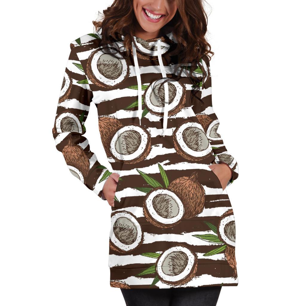 Coconut Pattern Print Design CN04 Women Hoodie Dress