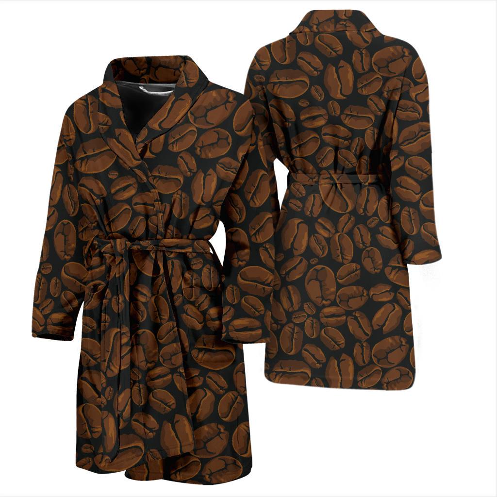 Coffee Pattern Print Design 01 Men Bathrobe-JORJUNE.COM