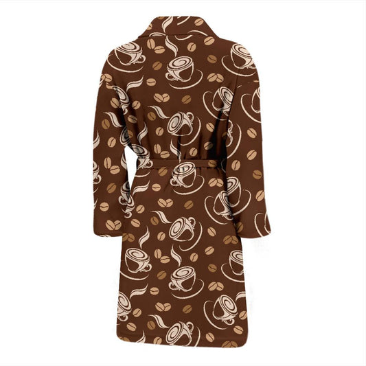 Coffee Pattern Print Design 03 Men Bathrobe-JORJUNE.COM