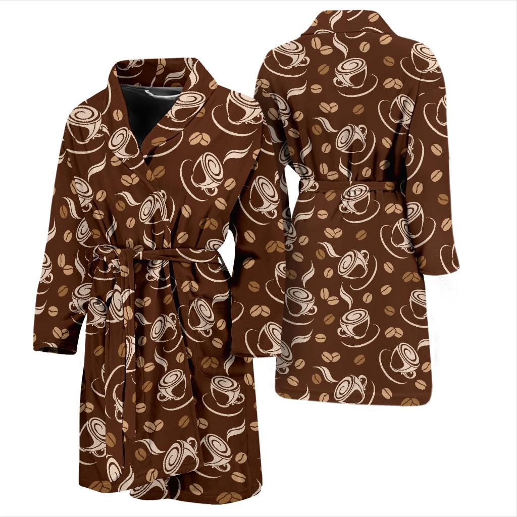 Coffee Pattern Print Design 03 Men Bathrobe-JORJUNE.COM