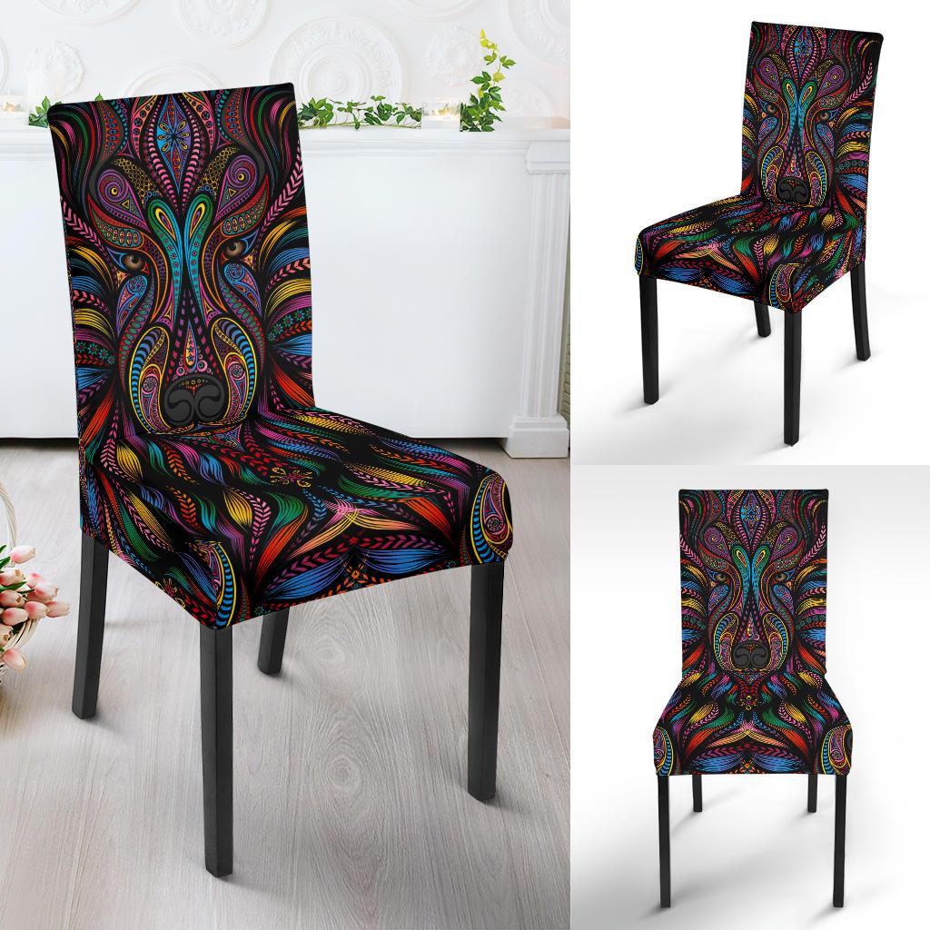 Colorful Art Wolf Dining Chair Slipcover-JORJUNE.COM