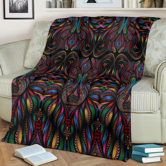 Colorful Art Wolf Fleece Blanket