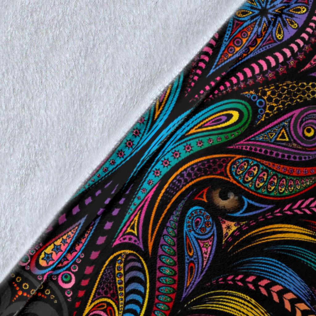 Colorful Art Wolf Fleece Blanket