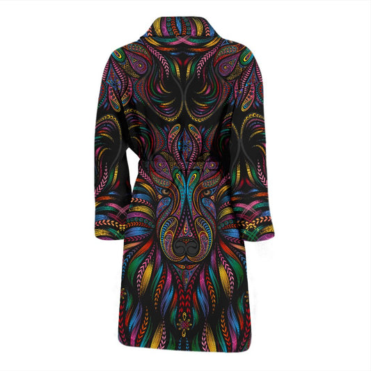 Colorful Art Wolf Men Bath Robe