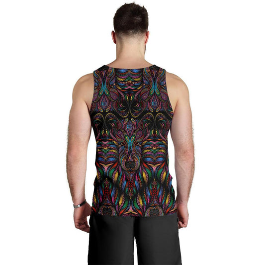 Colorful Art Wolf Men Tank Top
