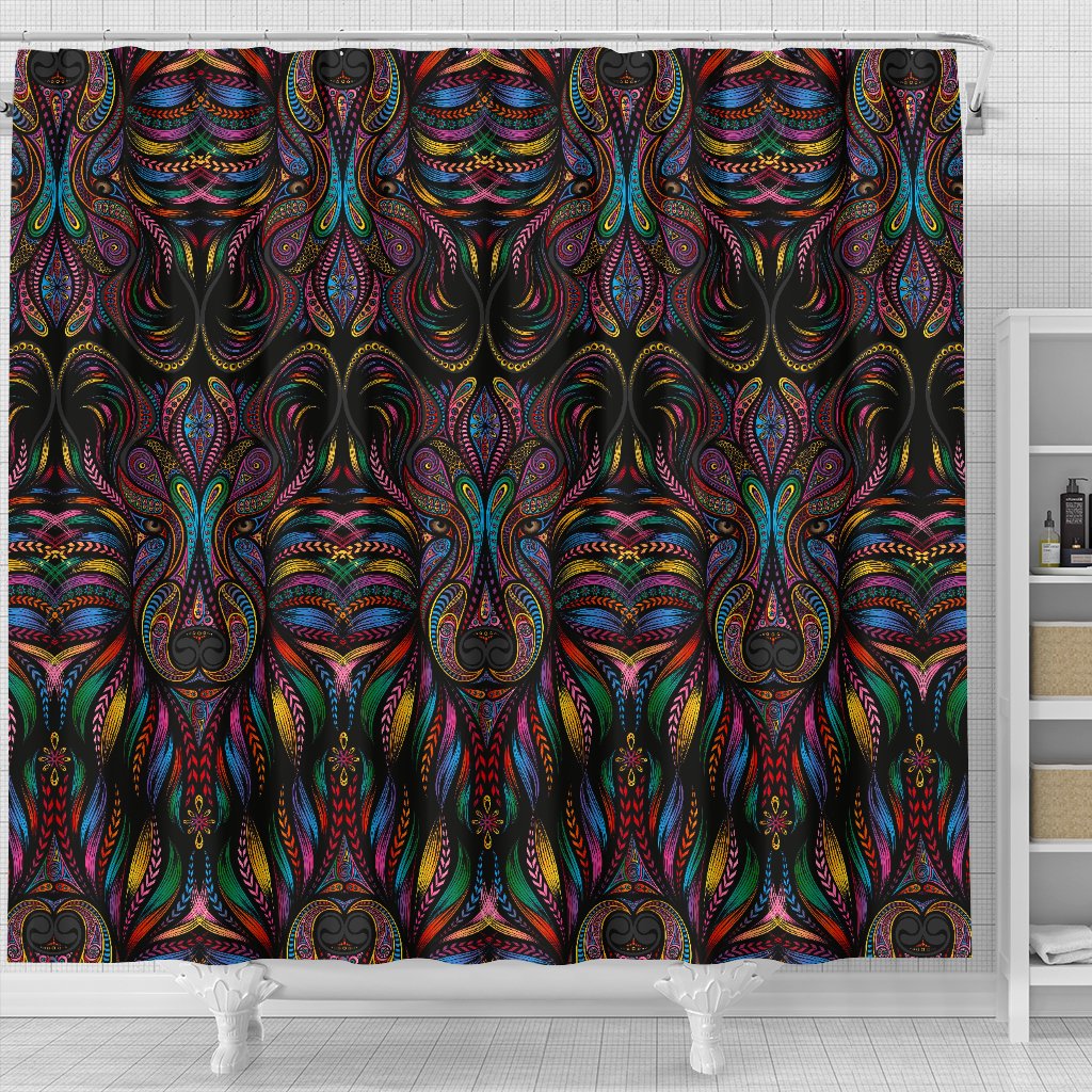 Colorful Art Wolf Shower Curtain
